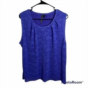Allie & Rob Blue Tank Top Women’s 1X Floral Appliqué